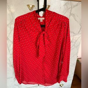Eliane Rose Red Blouse with Patterned Design